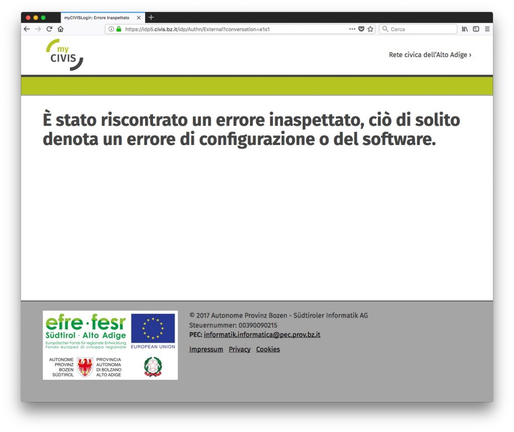MyCivis rete civica di Bolzano attenzione alla (poca) sicurezza!