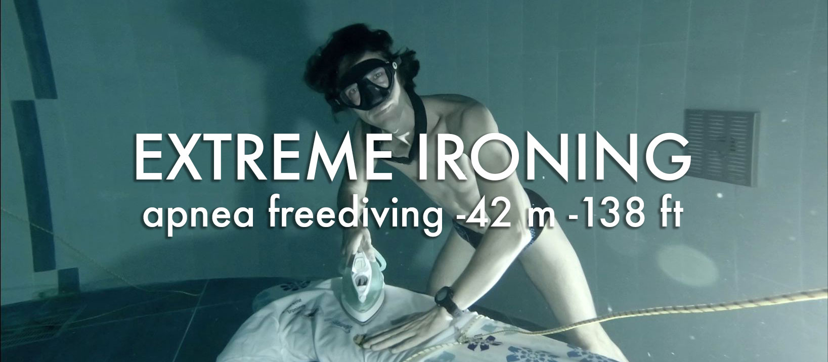 EXTREME IRONING apnea freediving -42 m -138 ft