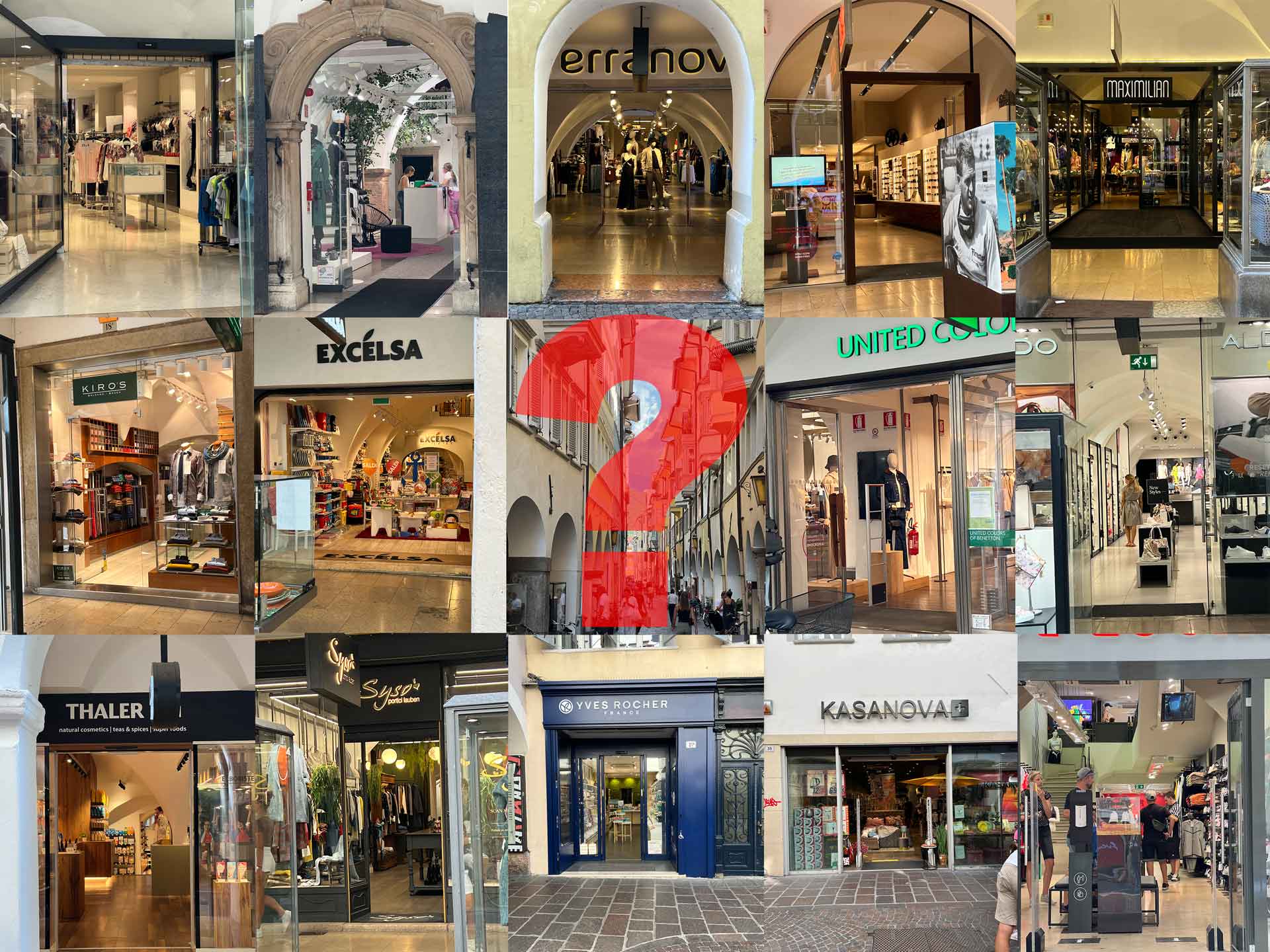 Bolzano in centro negozi con porte aperte e aria condizionata accesa